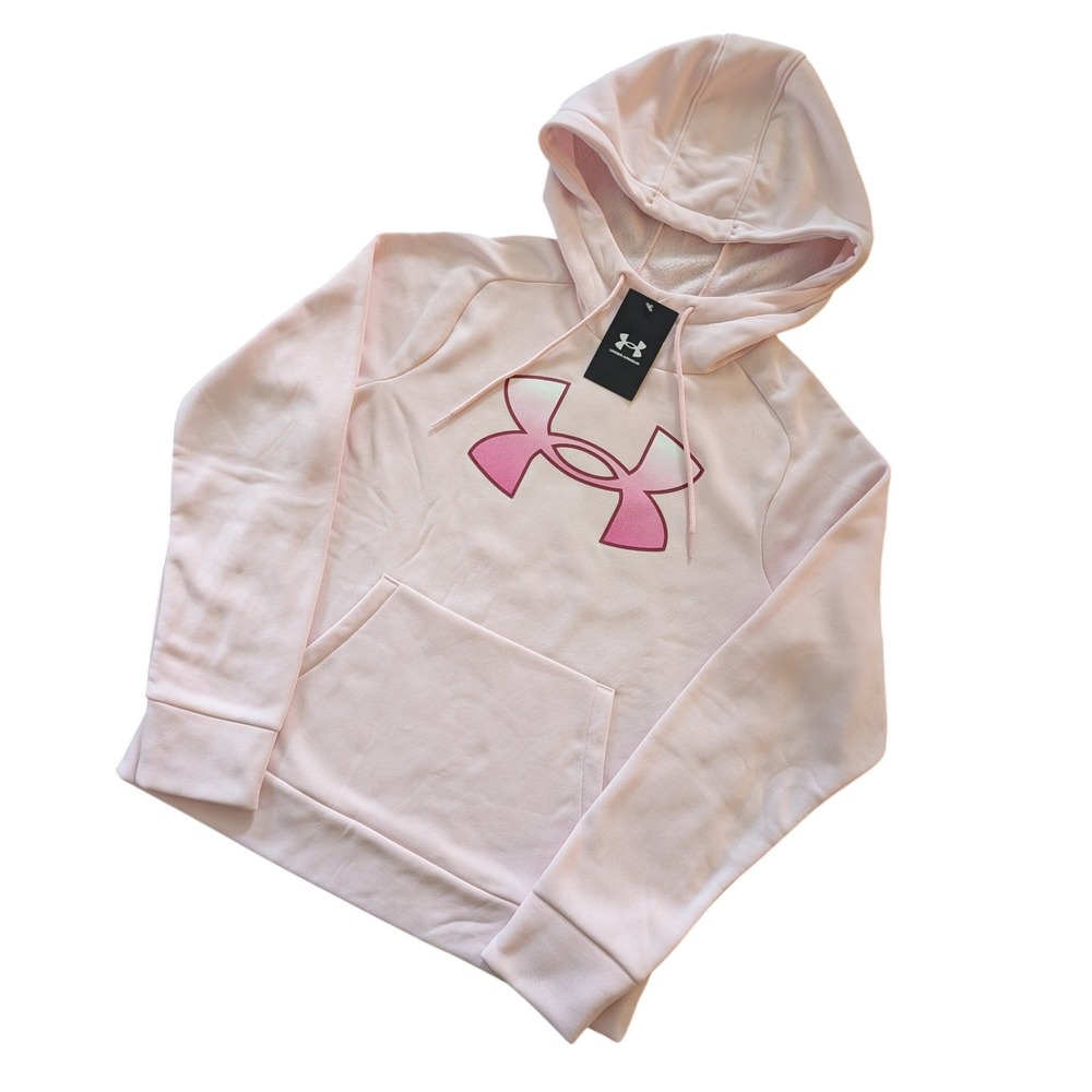 Under Armour Women's Armour Fleece Hoodie Small Pink Logo Pullover NWT